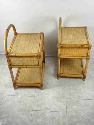 Vintage Italian Bedside Tables in Bamboo and Rattan, 1970s, Set of 2-YST-1727804