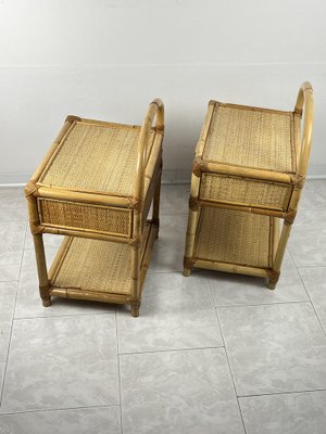 Vintage Italian Bedside Tables in Bamboo and Rattan, 1970s, Set of 2-YST-1727804