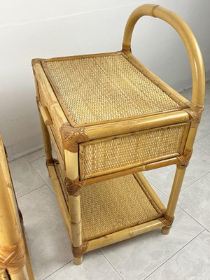 Vintage Italian Bedside Tables in Bamboo and Rattan, 1970s, Set of 2-YST-1727804