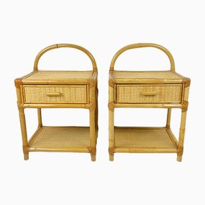 Vintage Italian Bedside Tables in Bamboo and Rattan, 1970s, Set of 2-YST-1727804