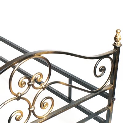 Vintage Italian Black and Gold Painted Wrought Iron Single Bed, 1950s-NJV-660575