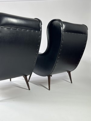 Vintage Italian Black Armchairs in the style of Marco Zanuso, Set of 2-MTU-1757144