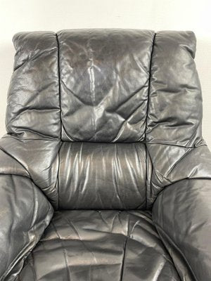 Vintage Italian Black Leather Swivel Chair-WQJ-1219689