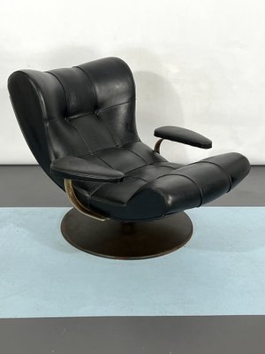 Vintage Italian Black Swivel Armchair, 1960s-OT-1240567