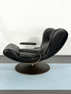 Vintage Italian Black Swivel Armchair, 1960s-OT-1240567