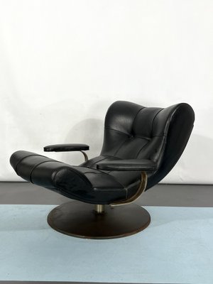 Vintage Italian Black Swivel Armchair, 1960s-OT-1240567