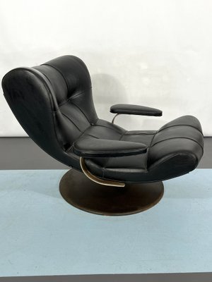 Vintage Italian Black Swivel Armchair, 1960s-OT-1240567