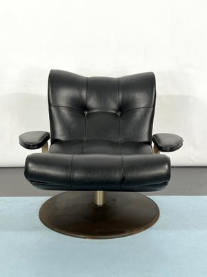 Vintage Italian Black Swivel Armchair, 1960s-OT-1240567