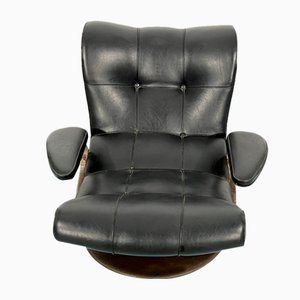 Vintage Italian Black Swivel Armchair, 1960s-OT-1240567