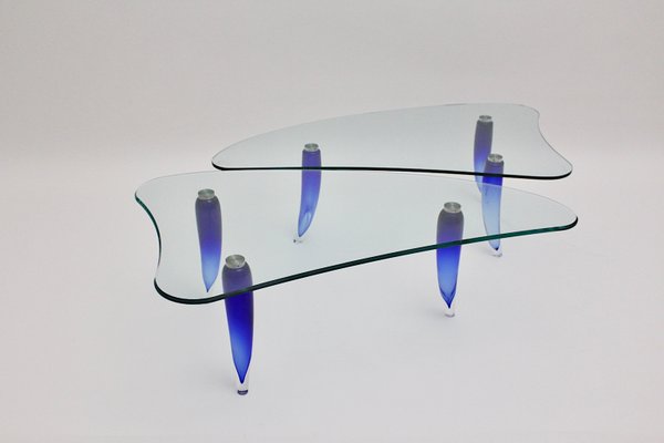 Vintage Italian Blue Glass Coffee Table from Seguso-NB-562783