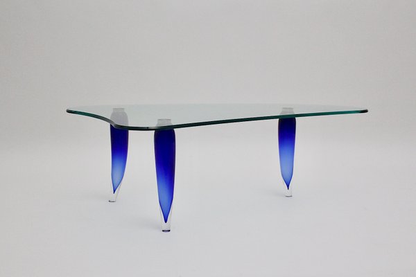 Vintage Italian Blue Glass Coffee Table from Seguso-NB-562783