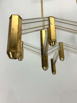 Vintage Italian Brass and Acrylic Chandelier by Zeroquattro, 1970s-OT-1782155