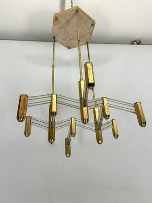 Vintage Italian Brass and Acrylic Chandelier by Zeroquattro, 1970s-OT-1782155