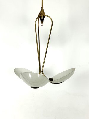 Vintage Italian Brass and Curved Glass Chandelier, 1950s-OT-1813713