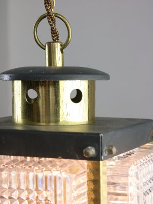 Vintage Italian Brass and Glass Lantern-HGJ-1760164