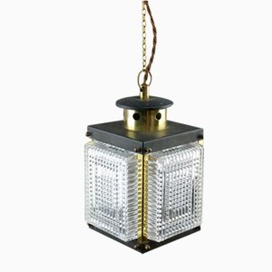 Vintage Italian Brass and Glass Lantern-HGJ-1760164