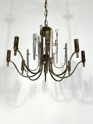 Vintage Italian Brass and Glass Stilkronen Chandelier, 1970s-OT-1311334