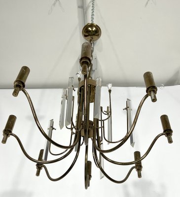 Vintage Italian Brass and Glass Stilkronen Chandelier, 1970s-OT-1311334