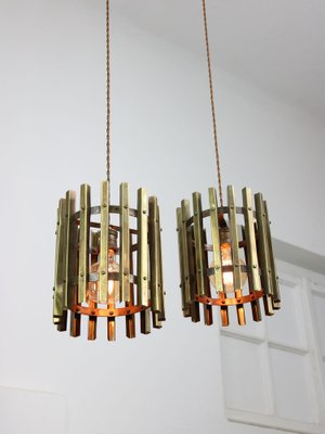 Vintage Italian Brass Cage Pendant Lamp, 1970s-HGJ-1787847