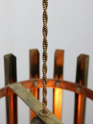 Vintage Italian Brass Cage Pendant Lamp, 1970s-HGJ-1787847