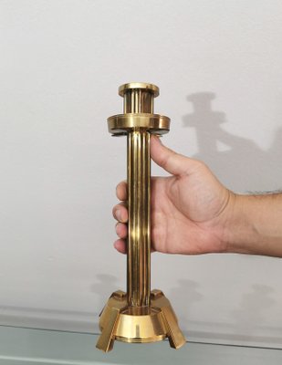 Vintage Italian Brass Candleholders, 1970s, Set of 4-ZST-1415177