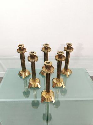 Vintage Italian Brass Candleholders, 1970s, Set of 4-ZST-1415177