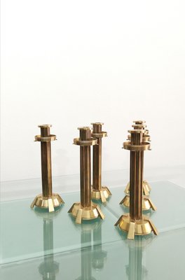 Vintage Italian Brass Candleholders, 1970s, Set of 4-ZST-1415177