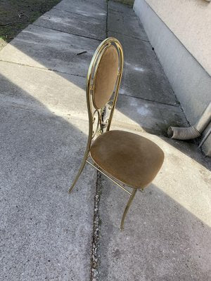 Vintage Italian Brass Dining Chairs and Table by Paolo Salice, 1970s, Set of 5-OXJ-1169722