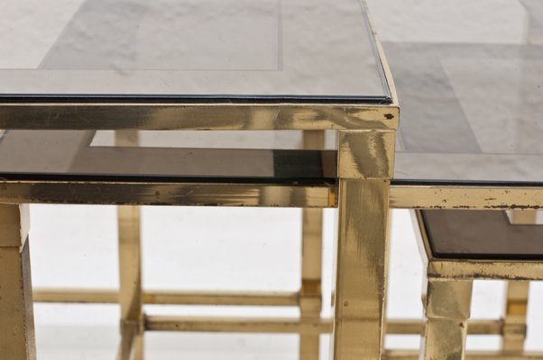 Vintage Italian Brass Nesting Tables, 1970s, Set of 3-LPM-552747