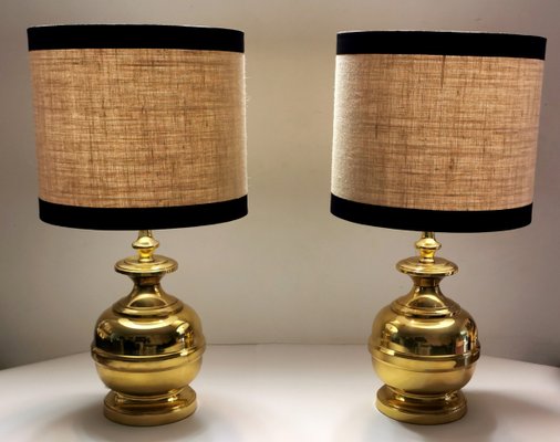 Vintage Italian Brass Table Lamps, 1960s, Set of 2-QRS-572682