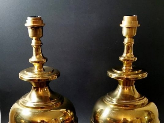 Vintage Italian Brass Table Lamps, 1960s, Set of 2-QRS-572682