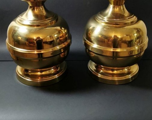 Vintage Italian Brass Table Lamps, 1960s, Set of 2-QRS-572682