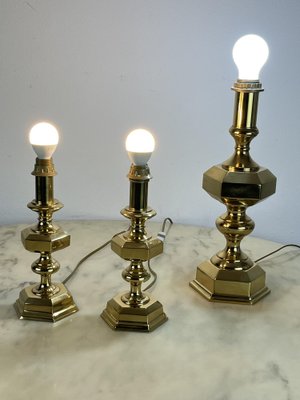 Vintage Italian Brass Table Lamps, 1980s, Set of 3-YST-1767955