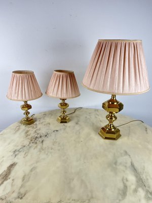 Vintage Italian Brass Table Lamps, 1980s, Set of 3-YST-1767955