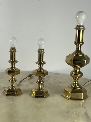 Vintage Italian Brass Table Lamps, 1980s, Set of 3-YST-1767955