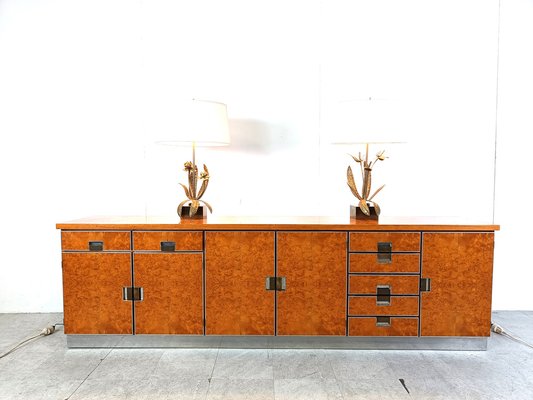 Vintage Italian Burl Wood Credenza, 1970s-IRH-1777586