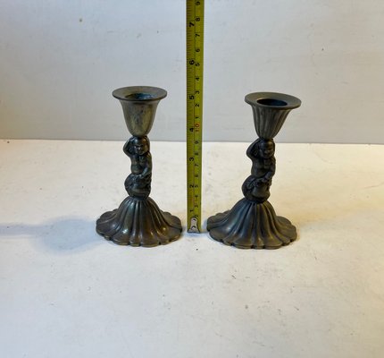 Vintage Italian Candleholders with Cherubs, 1940s, Set of 2-LCR-1250530