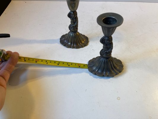 Vintage Italian Candleholders with Cherubs, 1940s, Set of 2-LCR-1250530