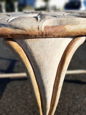 Vintage Italian Carved Wood Round Table with Large Leaf Table Top, 1970s-TDA-1376378