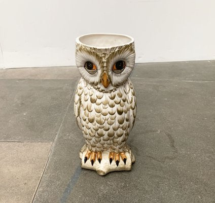 Vintage Italian Ceramic Owl Umbrella Stand-UAH-1107283