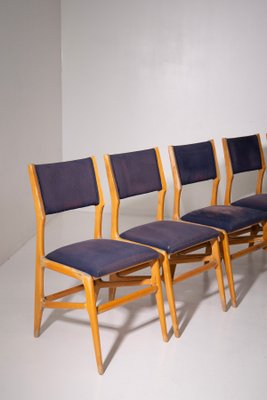 Vintage Italian Chairs in Blue Fabric, 1950, Set of 6-RCE-2020505