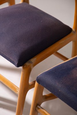 Vintage Italian Chairs in Blue Fabric, 1950, Set of 6-RCE-2020505