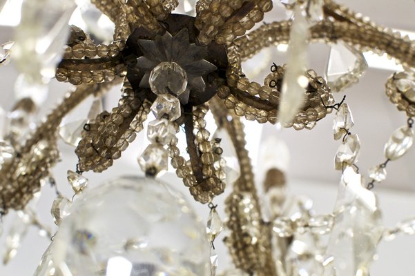 Vintage Italian Chandelier with Drops and Beads, 1940-PM-1812555