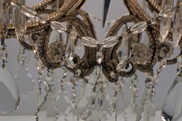 Vintage Italian Chandelier with Drops and Beads, 1940-PM-1812555