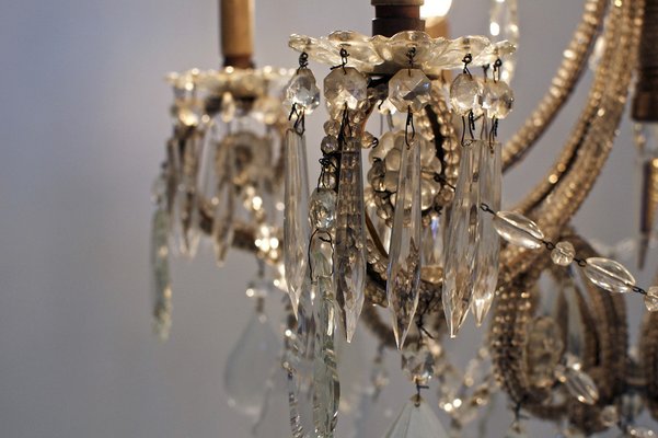 Vintage Italian Chandelier with Drops and Beads, 1940-PM-1812555