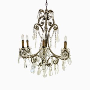 Vintage Italian Chandelier with Drops and Beads, 1940-PM-1812555