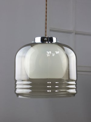 Vintage Italian Chrome and Glass Pendant Lamp-HGJ-1757208