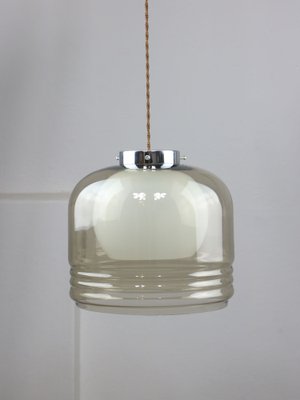 Vintage Italian Chrome and Glass Pendant Lamp-HGJ-1757208