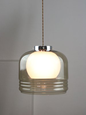 Vintage Italian Chrome and Glass Pendant Lamp-HGJ-1757208