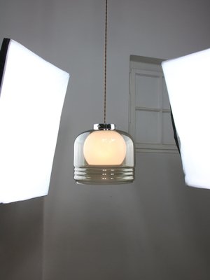 Vintage Italian Chrome and Glass Pendant Lamp-HGJ-1757208